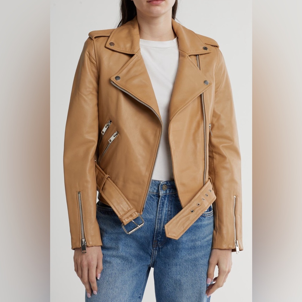 Walter Baker Tan Leather Biker women’s Jacket